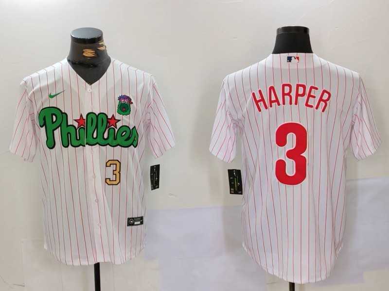 Mens Philadelphia Phillies #3 Bryce Harper White Green Cool Base Stitched Jerseys->philadelphia phillies->MLB Jersey